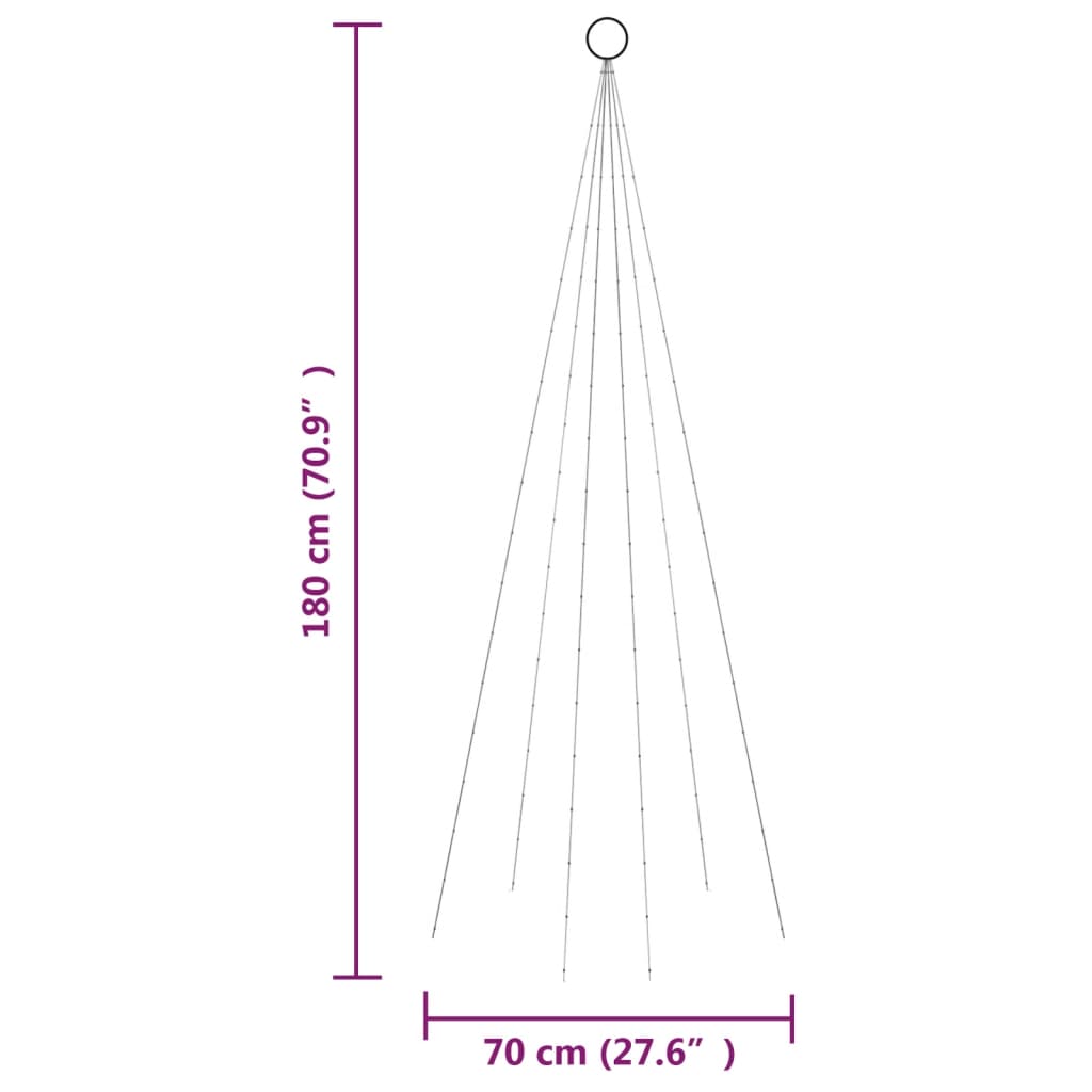 Vlaggenmast kerstboom 108 LED's warmwit 180 cm