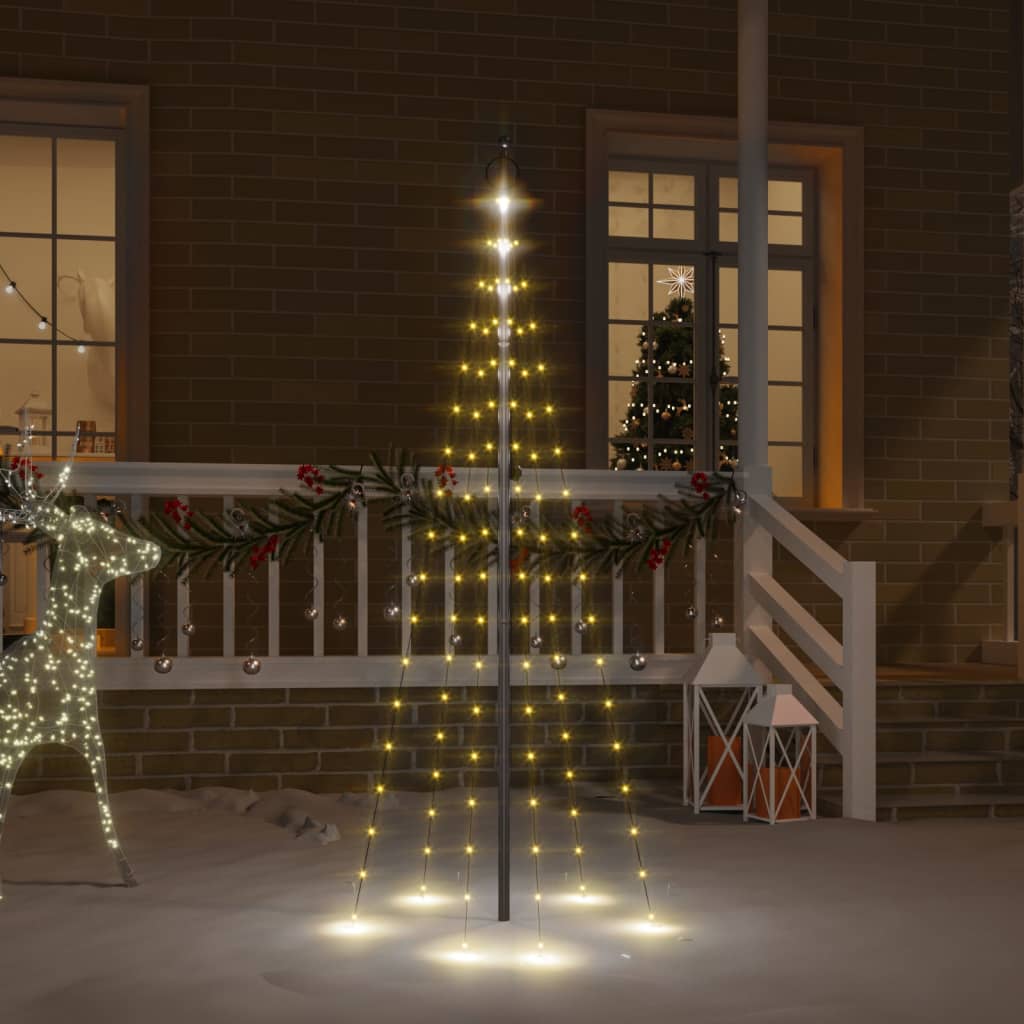 Vlaggenmast kerstboom 108 LED's warmwit 180 cm