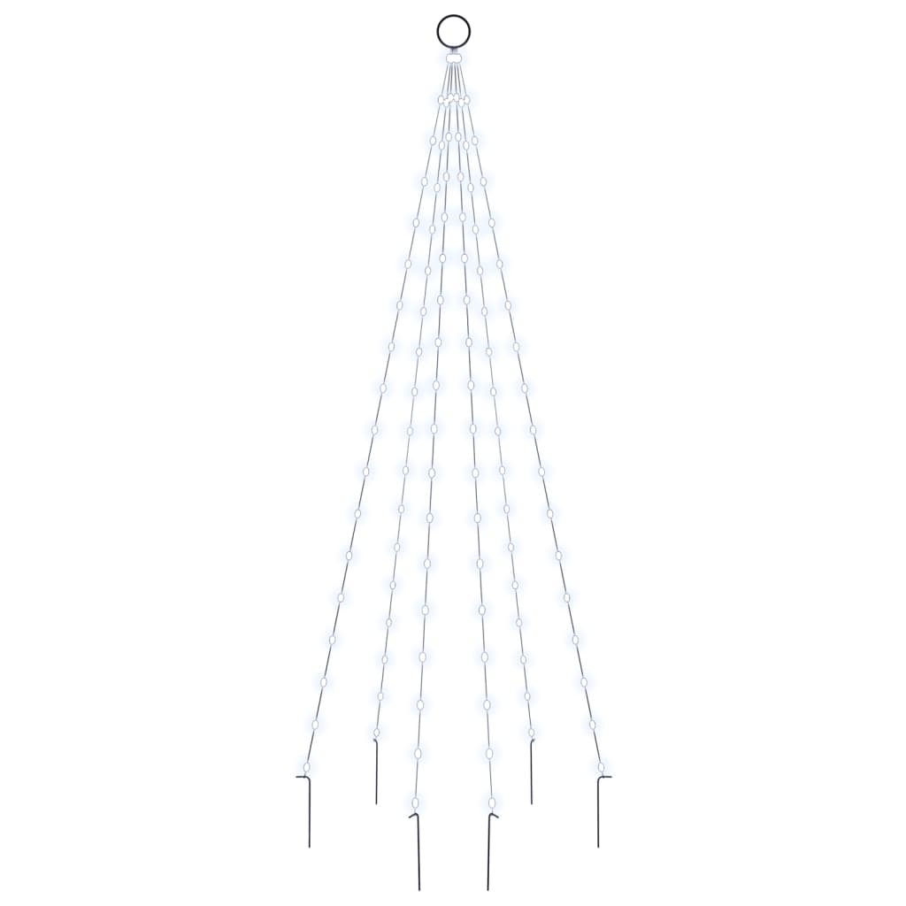 Vlaggenmast kerstboom 108 LED's koudwit 180 cm