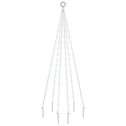 Vlaggenmast kerstboom 108 LED's koudwit 180 cm