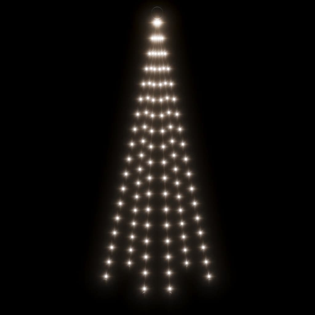 Vlaggenmast kerstboom 108 LED's koudwit 180 cm