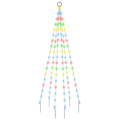 Vlaggenmast kerstboom 108 LED's meerkleurig 180 cm