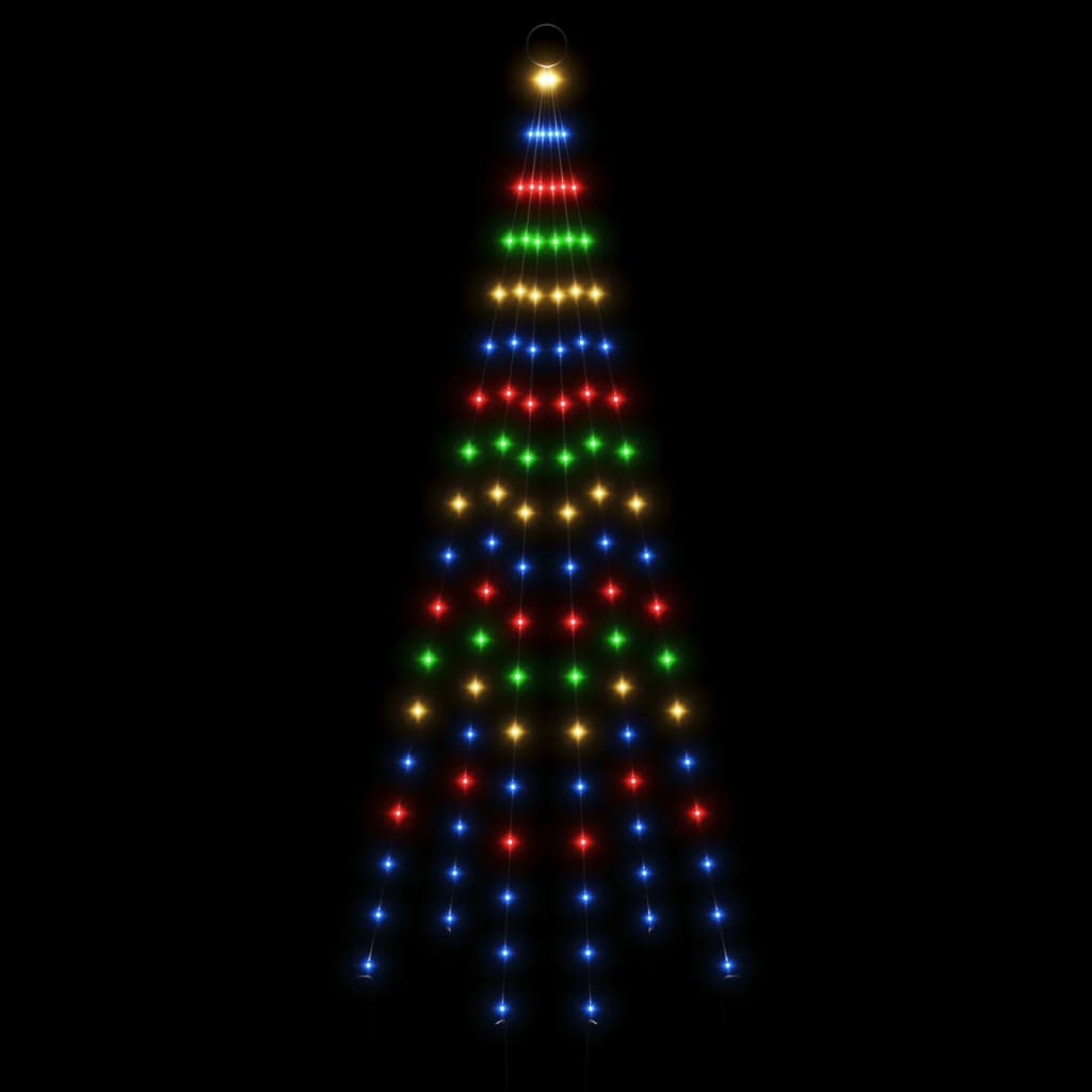 Vlaggenmast kerstboom 108 LED's meerkleurig 180 cm