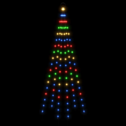 Vlaggenmast kerstboom 108 LED's meerkleurig 180 cm