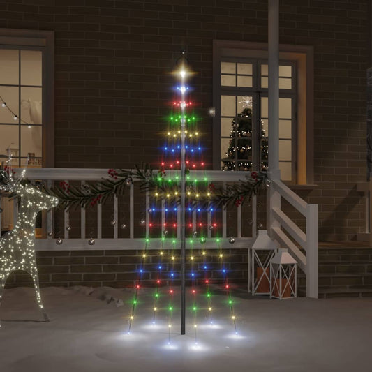 Vlaggenmast kerstboom 108 LED's meerkleurig 180 cm