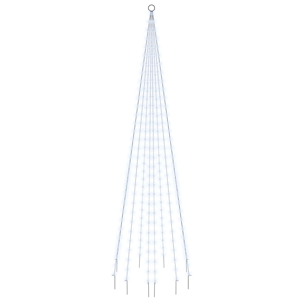 Vlaggenmast kerstboom 310 LED's koudwit 300 cm