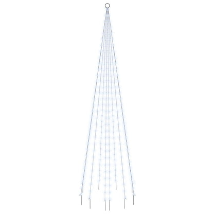 Vlaggenmast kerstboom 310 LED's koudwit 300 cm