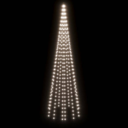 Vlaggenmast kerstboom 310 LED's koudwit 300 cm