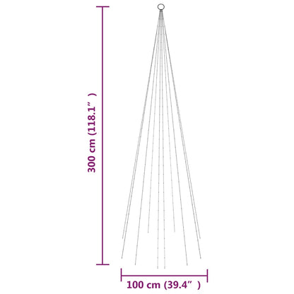 Vlaggenmast kerstboom 310 LED's koudwit 300 cm