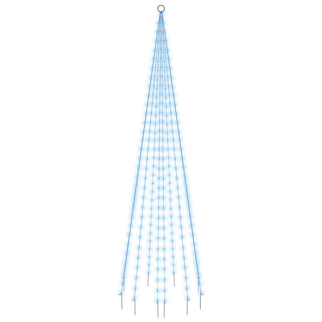 Vlaggenmast kerstboom 310 LED's blauw 300 cm