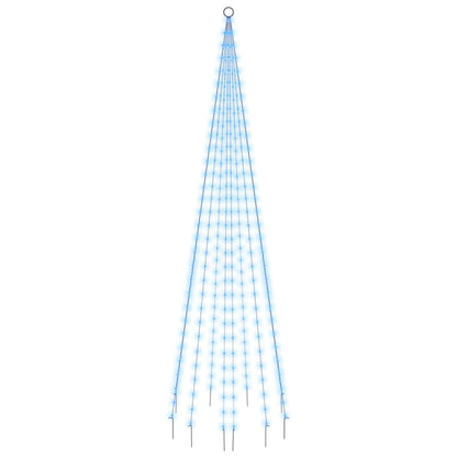 Vlaggenmast kerstboom 310 LED's blauw 300 cm