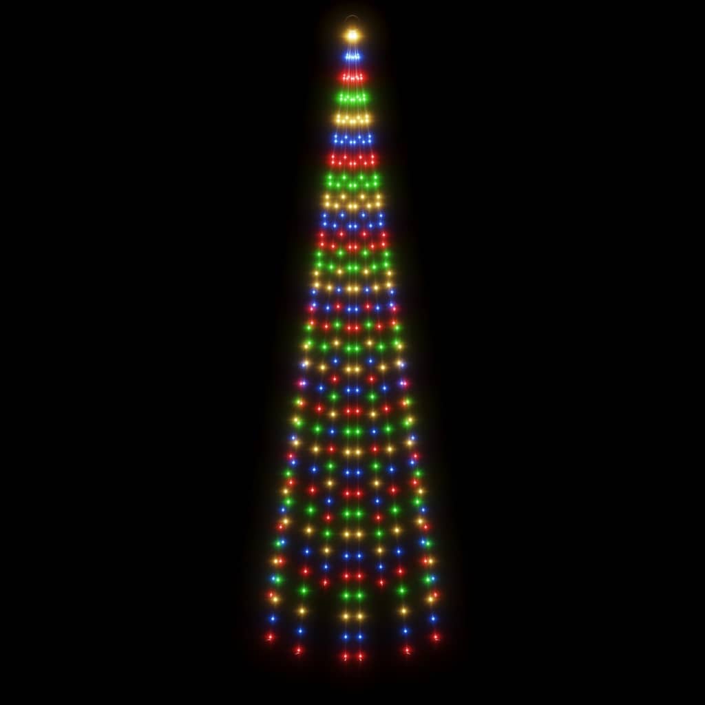 Vlaggenmast kerstboom 310 LED's meerkleurig 300 cm