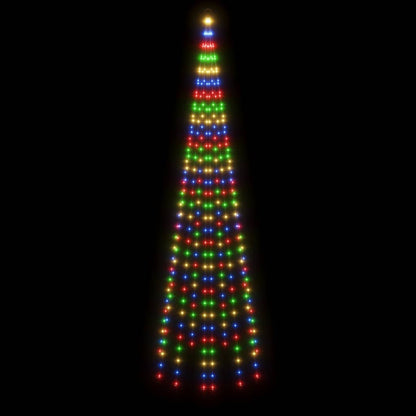 Vlaggenmast kerstboom 310 LED's meerkleurig 300 cm