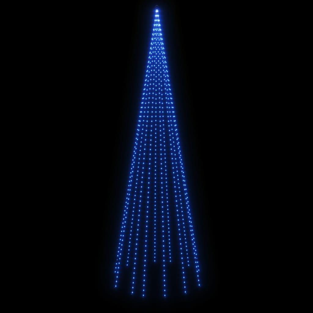 Vlaggenmast kerstboom 732 LED's blauw 500 cm