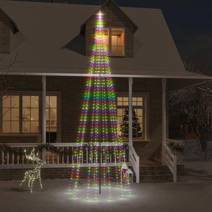 Vlaggenmast kerstboom 732 LED's meerkleurig 500 cm