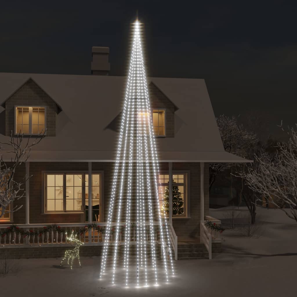 Vlaggenmast kerstboom 1134 LED's koudwit 800 cm