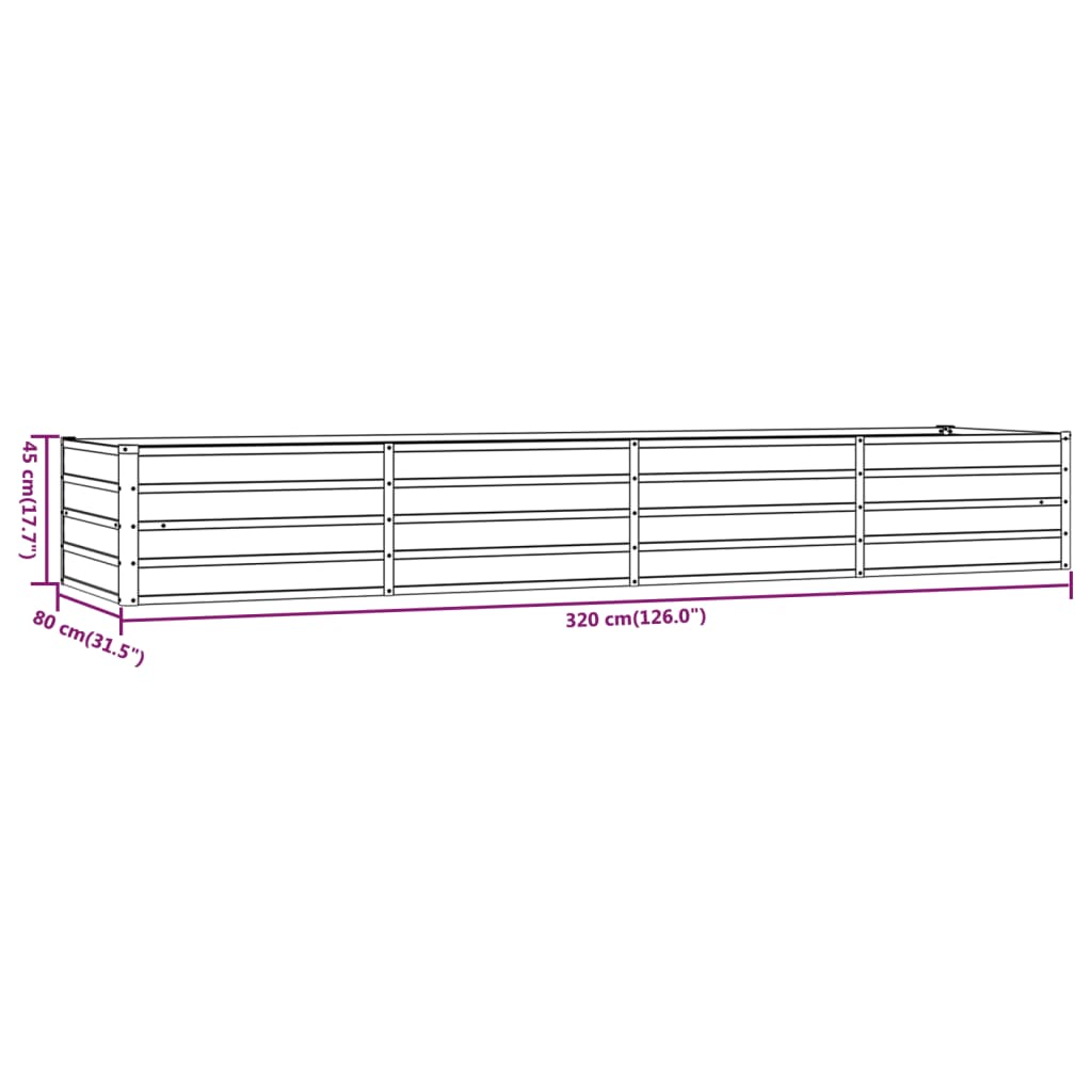 Plantenbak verhoogd 320x80x45 cm cortenstaal roestig