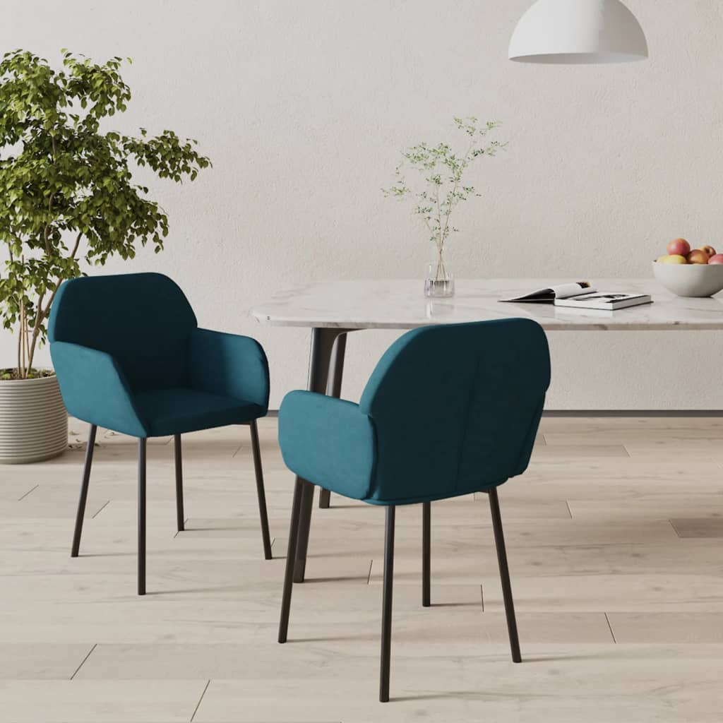 Eetkamerstoelen 2 st fluweel blauw