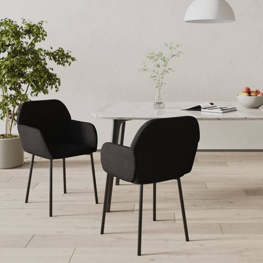 Eetkamerstoelen 2 st fluweel zwart