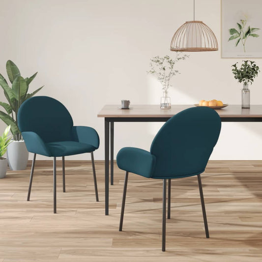 Eetkamerstoelen 2 st fluweel blauw