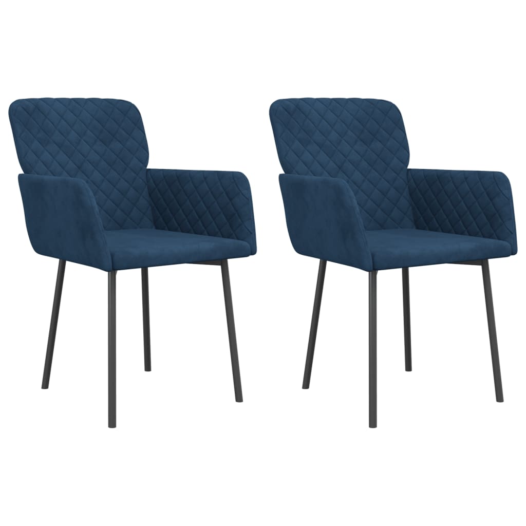 Eetkamerstoelen 2 st fluweel blauw