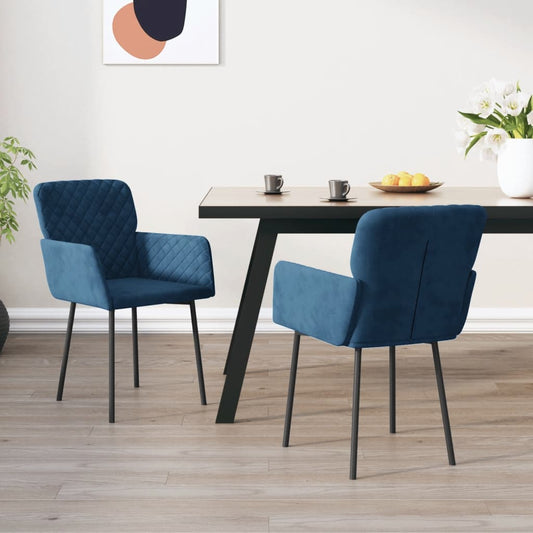 Eetkamerstoelen 2 st fluweel blauw