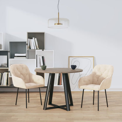 Eetkamerstoelen 2 st fluweel crèmekleurig