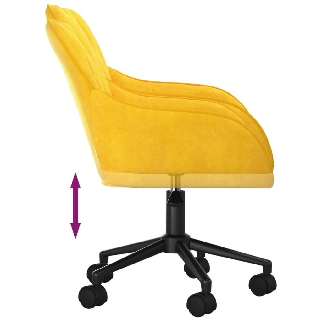 Kantoorstoel draaibaar fluweel geel