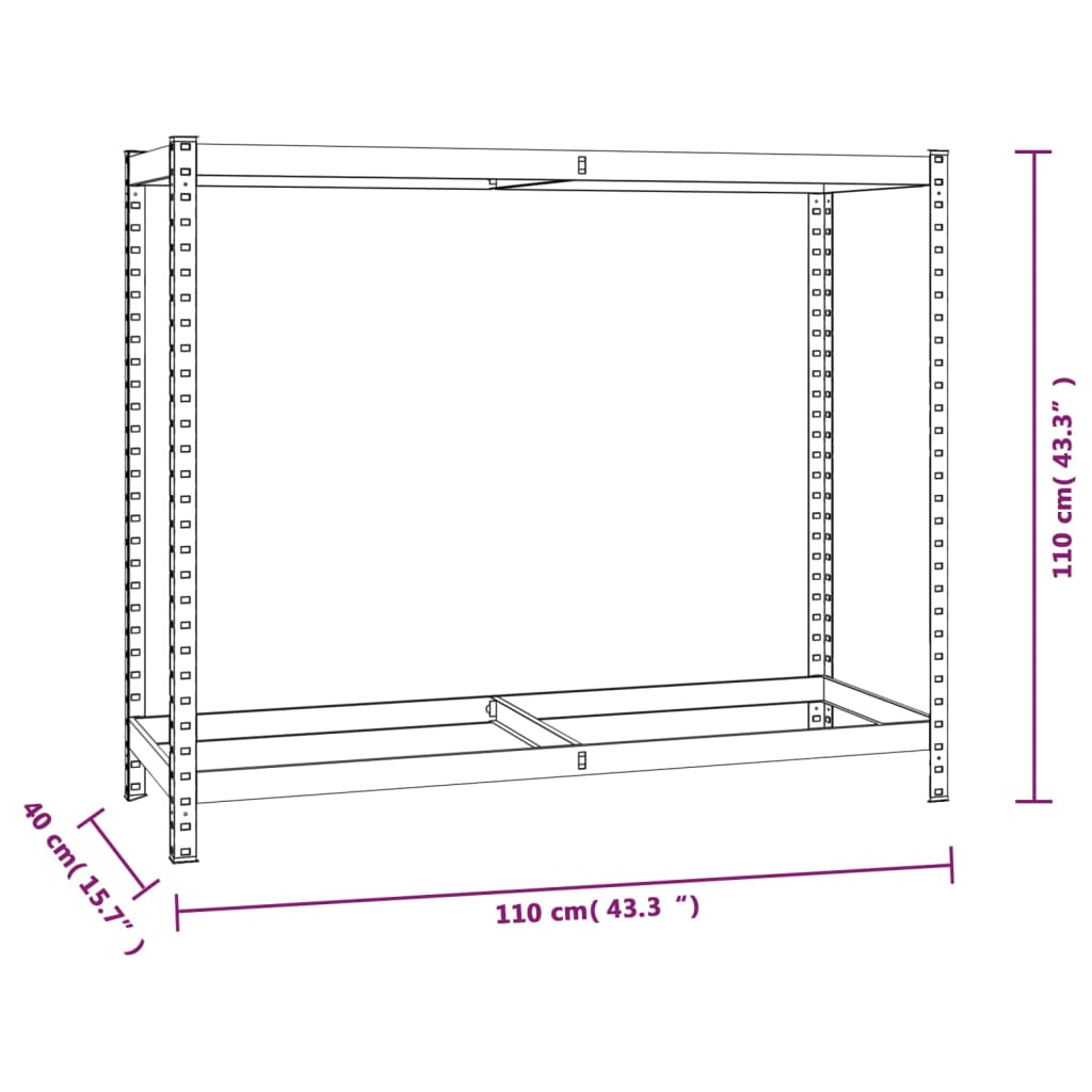 Bandenrekken 2-laags 2 st 110x40x110 cm staal zilverkleurig