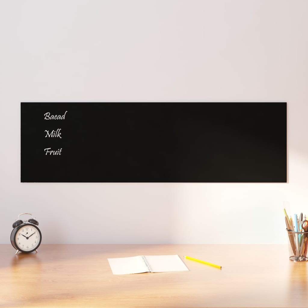 Magneetbord voor aan de wand 100x30 cm gehard glas zwart