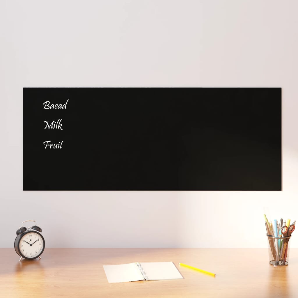 Magneetbord voor aan de wand 100x40 cm gehard glas zwart