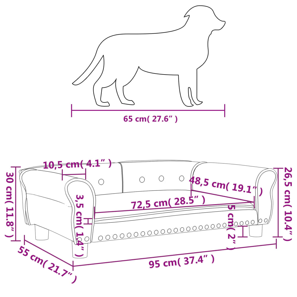 Hondenmand 95x55x30 cm kunstleer cappuccinokleurig