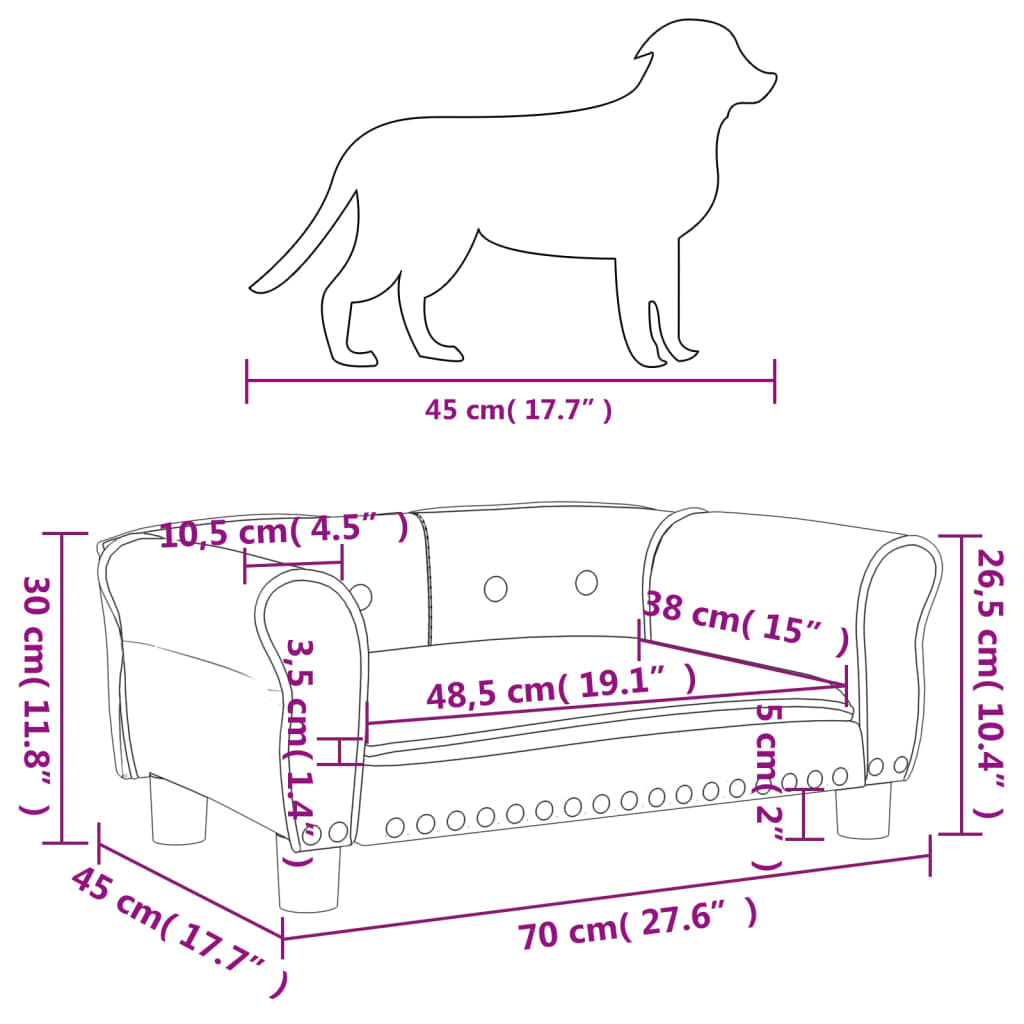Hondenmand 70x45x30 cm kunstleer grijs