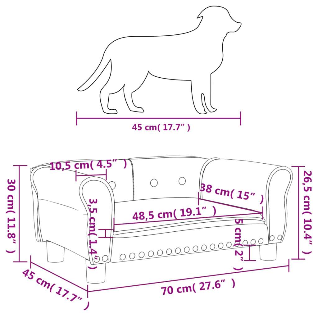 Hondenmand 70x45x30 cm kunstleer cappuccinokleurig