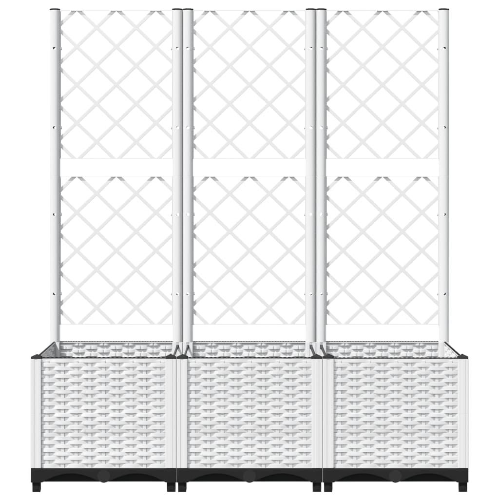 Plantenbak met latwerk 120x40x136 cm polypropeen wit