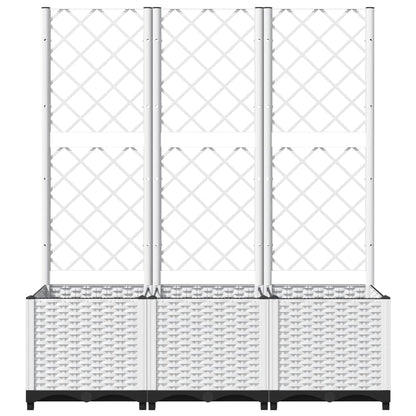 Plantenbak met latwerk 120x40x136 cm polypropeen wit