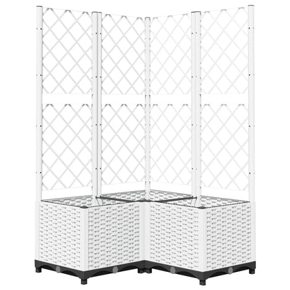 Plantenbak met latwerk 80x80x136 cm polypropeen wit