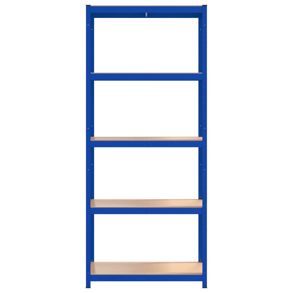 Opbergrek 5-laags 2 st staal & bewerkt hout blauw