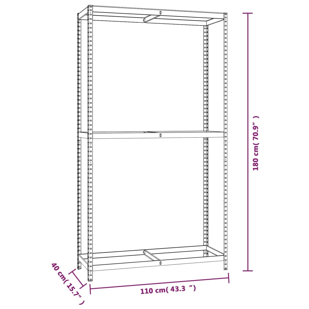 Bandenrekken 2-laags 3 st 110x40x180 cm staal zilverkleurig