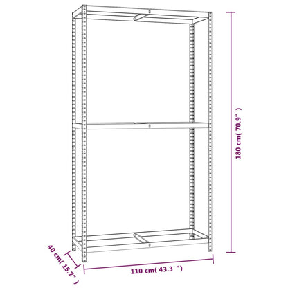 Bandenrekken 2-laags 3 st 110x40x180 cm staal zilverkleurig