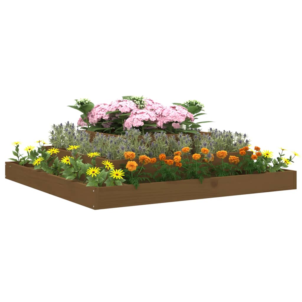 Plantenbak 110x110x27 cm massief grenenhout honingbruin