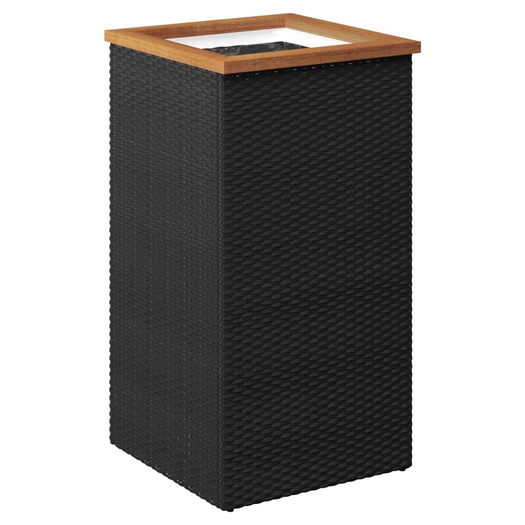 Plantenbak 40x40x80 cm poly rattan zwart