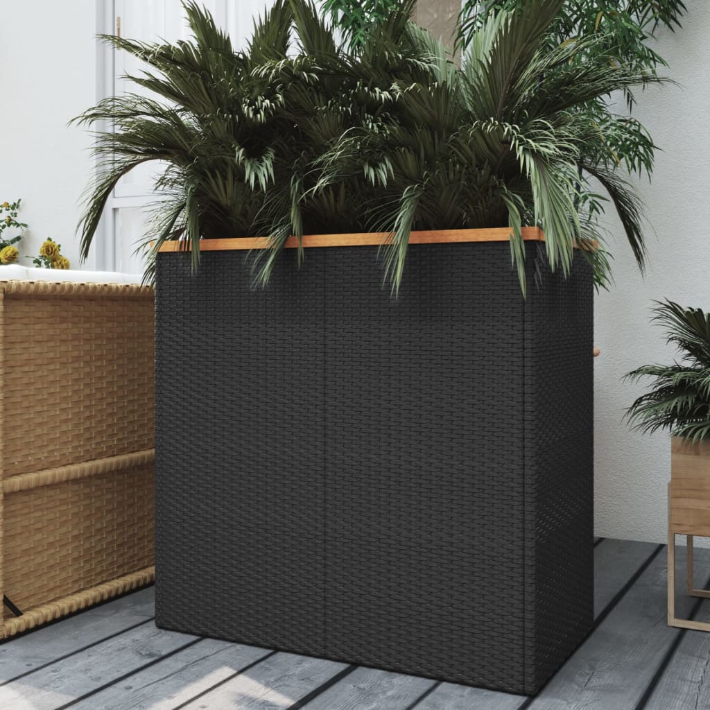 Plantenbak 80x40x80 cm poly rattan zwart