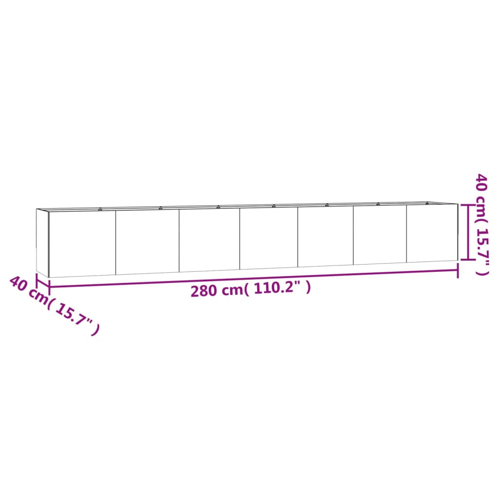 Plantenbak verhoogd 280x40x40 cm cortenstaal