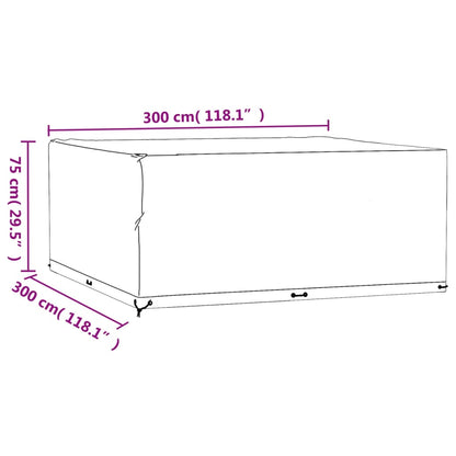 Tuinmeubelhoezen 2 st 16 oogjes vierkant 300x300x75 cm