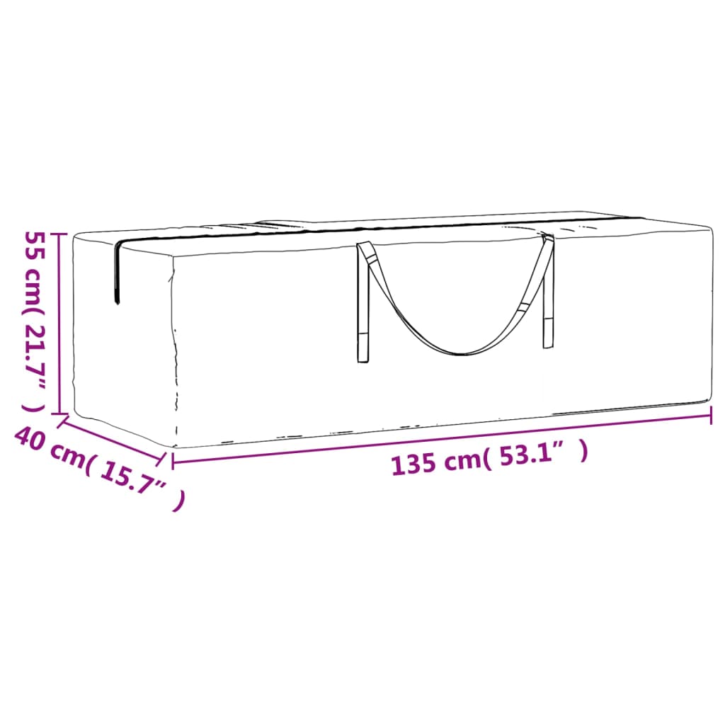 Opbergtassen tuinkussens 2 st 135x40x55 cm polyetheen zwart