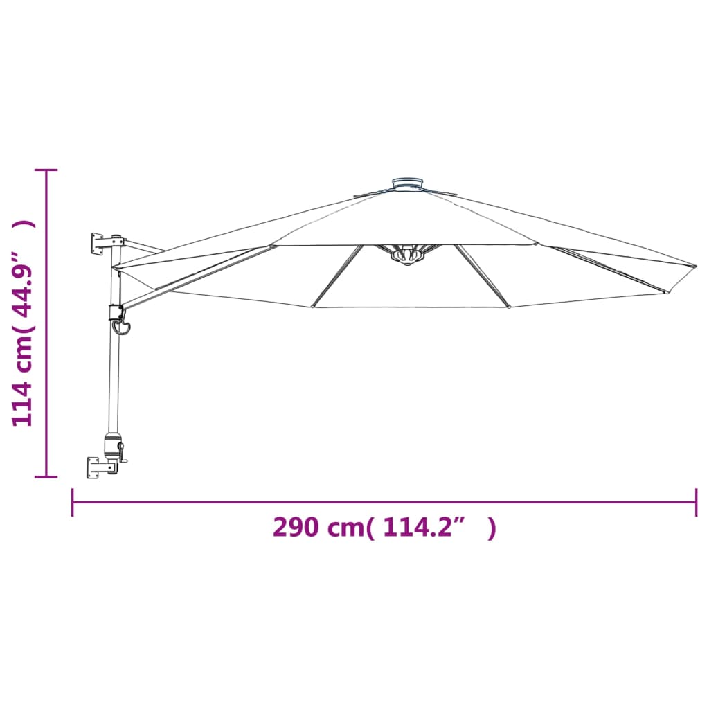 Wandparasol 290 cm zeeblauw