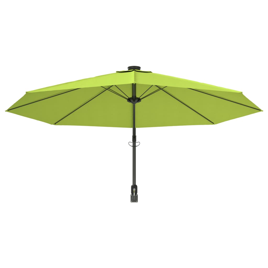 Wandparasol met LEDs 290 cm appelgroen