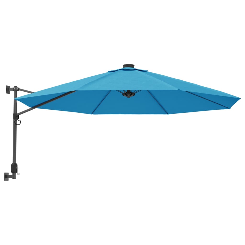 Wandparasol met LEDs 290 cm zeeblauw