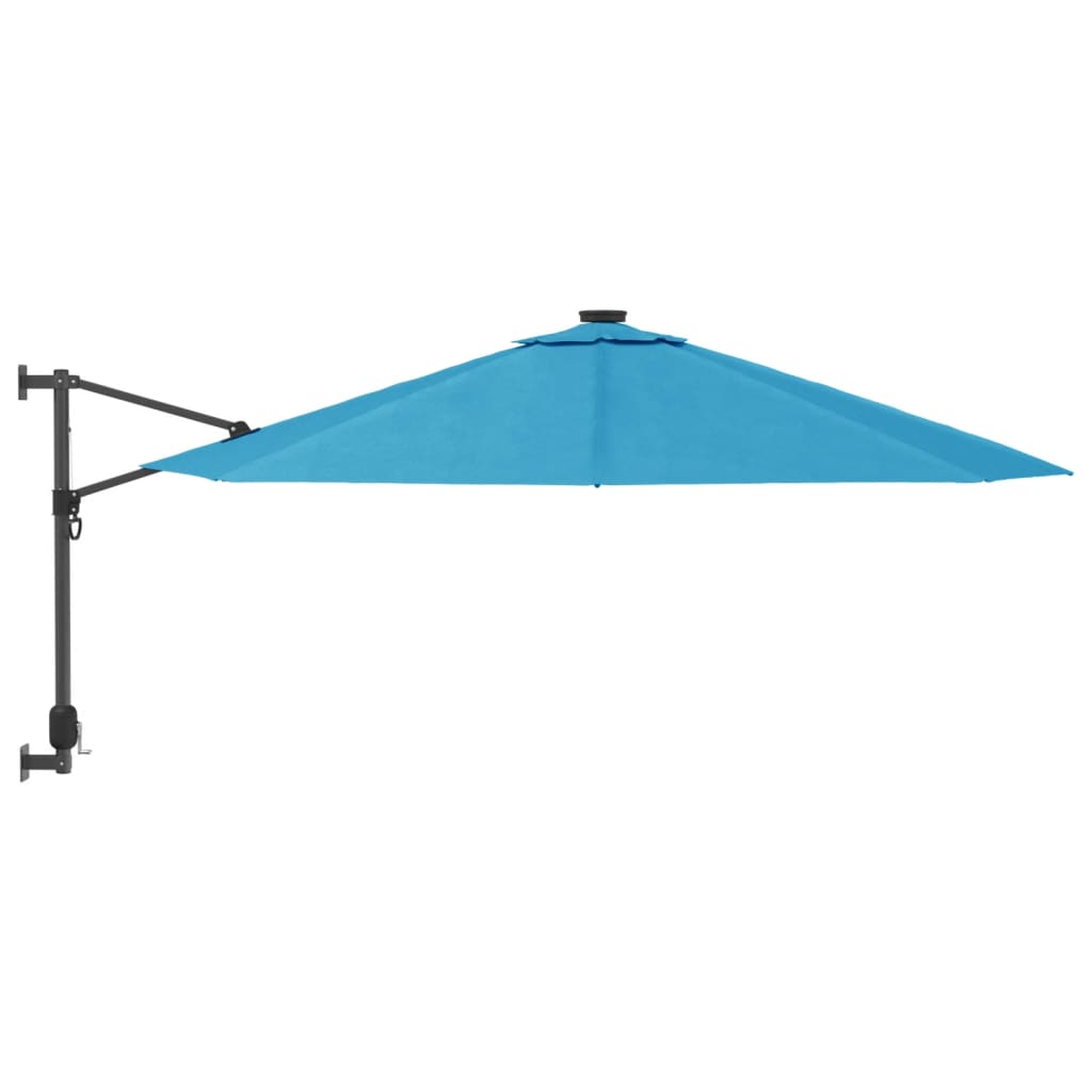 Wandparasol met LEDs 290 cm zeeblauw